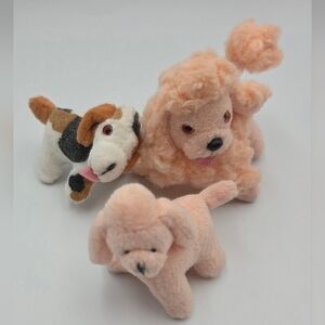 Barbie Dog Lot Of 3 Plush Brown White Beagle Pink Poodle 2 3/4"Tall Arco Mattel